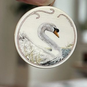Vintage hand-painted swan pendant